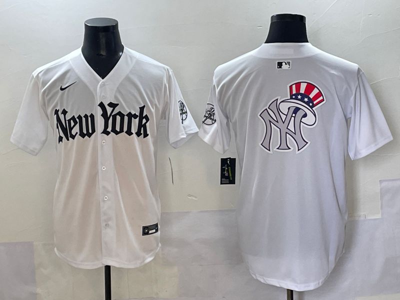 Men 2025 New York Yankees Blank White Five generations Joint Name Nike MLB Jersey style 71->new york yankees->MLB Jersey